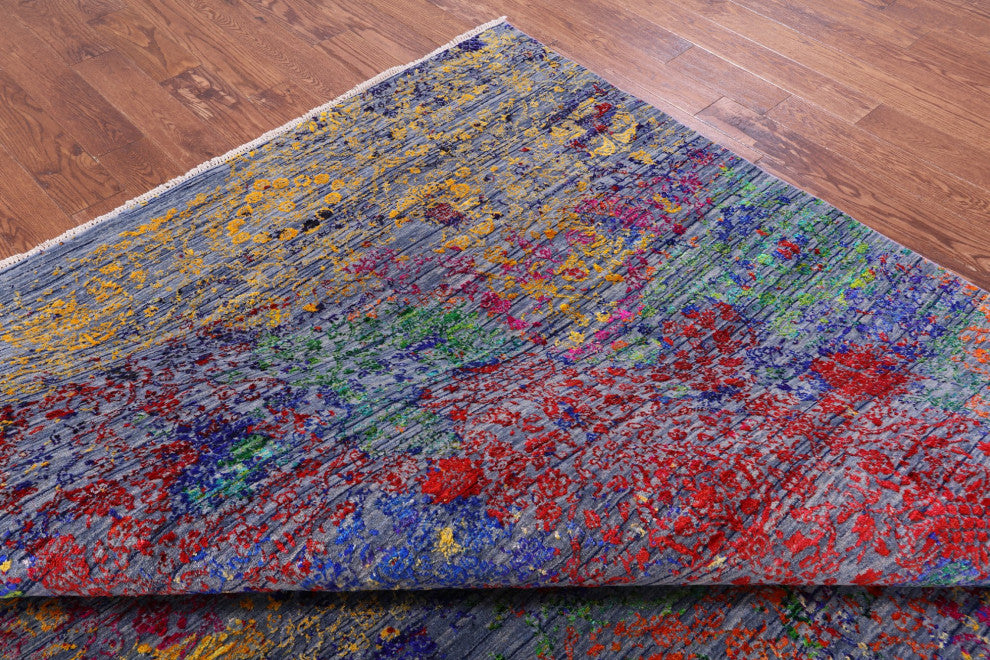 Handmade Modern Wool and Silk Rug 8' 10" X 12' 4" Q11861