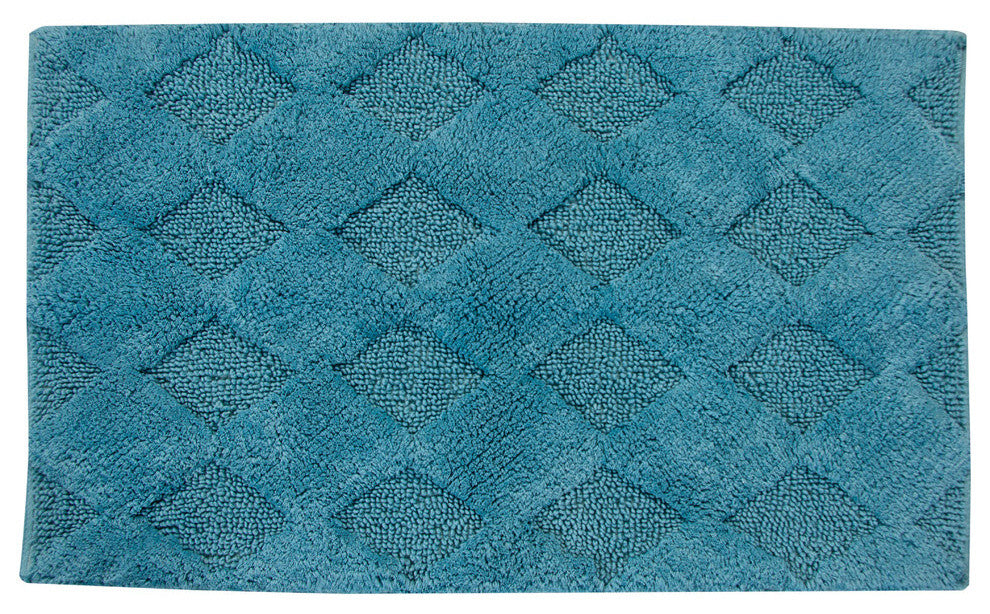 Bath Rug Cotton, 2 Piece Set, 24"x17" and 34"x21", Arctic Blue, Charlotte