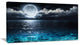"Romantic Full Moon Over Sea" Seascape Canvas Photo Print, 32"x16"