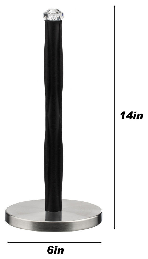 Jiallo Paper Towel Holder with Black Ridges, faux crystal top