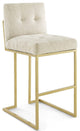 Beige Fabric Bar Stool, Heidi Giselle Gold Bar Stool, Tufted Luxe Glam Barstool