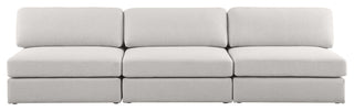 Beckham Linen Textured Fabric Upholstered 3-Piece Modular Sofa, Beige