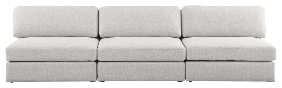 Beckham Linen Textured Fabric Upholstered 3-Piece Modular Sofa, Beige