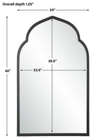 Uttermost 09746 Kenitra 24" W x 40" H Arched Framed Bathroom - Matte Black