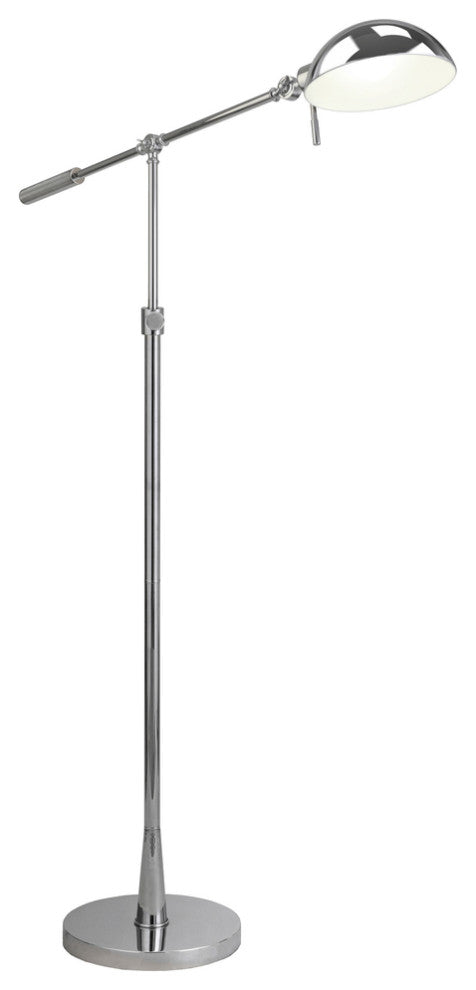 61" Nickel Adjustable Swing Arm Floor Lamp With Nickel No Pattern Cone Shade