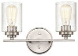 2-Light 14.25" Bathroom Vanity Light Clear Seedy, Satin Nickel
