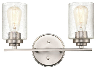 2-Light 14.25" Bathroom Vanity Light Clear Seedy, Satin Nickel