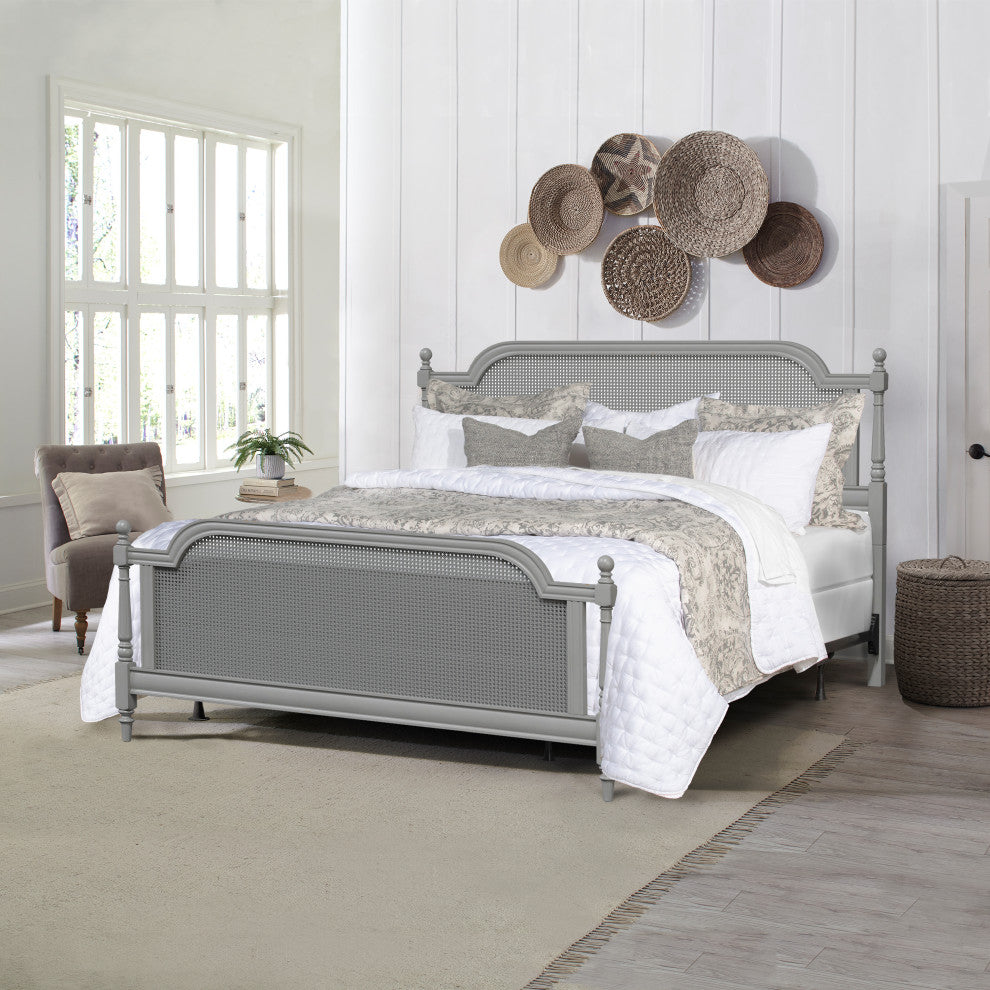 Melanie Bed, Metal Bed Rails Included, Gray, King