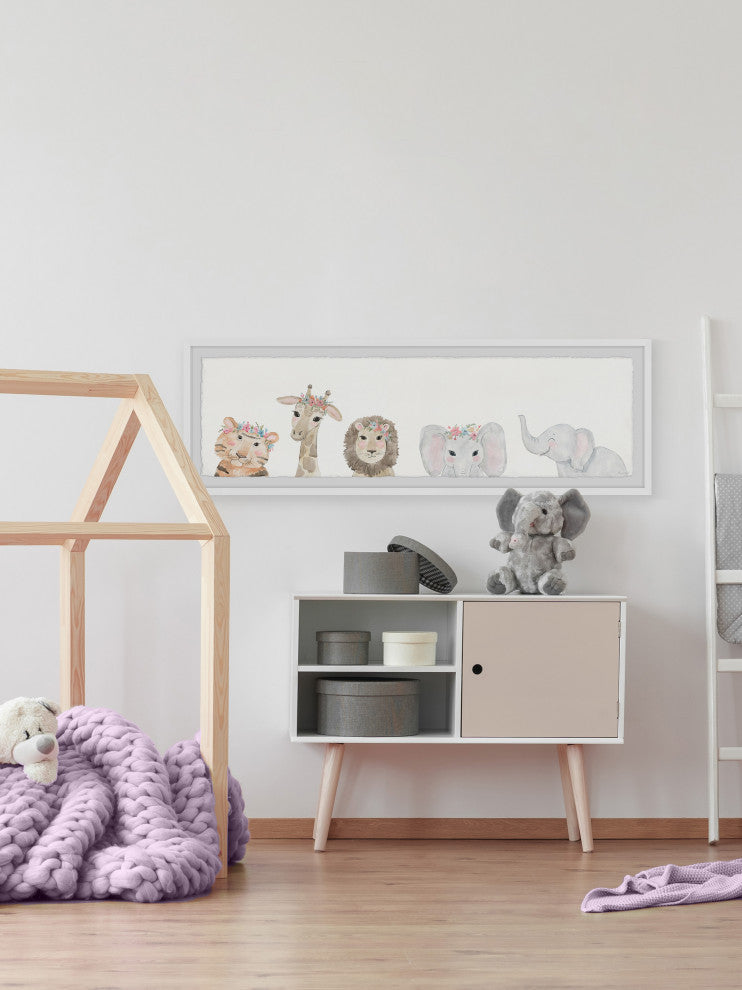 "Playtime Buddies" Framed Painting Print, 45x15