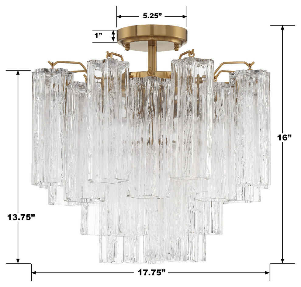 CRYSTORAMA Addis 4 Light Aged Brass Ceiling Mount