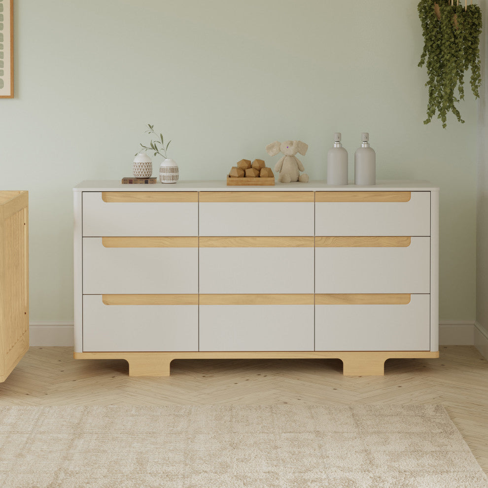 Yuzu 9-Drawer Assembled Dresser, White Natural