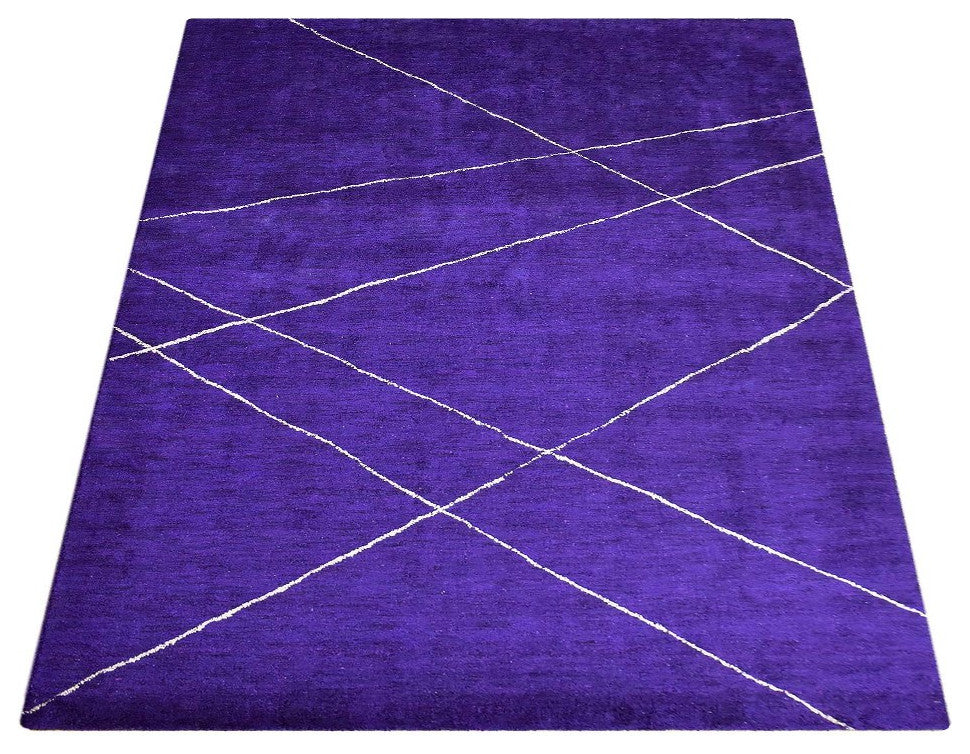 HAND KNOTTED LOOM SILK ECO-FRIENDLY RUGS-9'x12',Rectangle,Purple Beige,Geometric