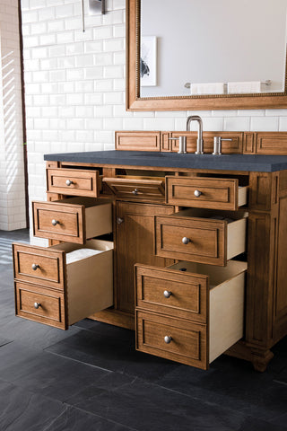 Bristol 48" Vanity, Saddle Brown, Charcoal Soapstone Quartz Top