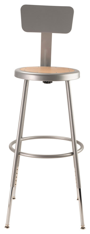 NPS 25"-33" Height Adjustable Heavy Duty Steel Stool With Backrest, Grey