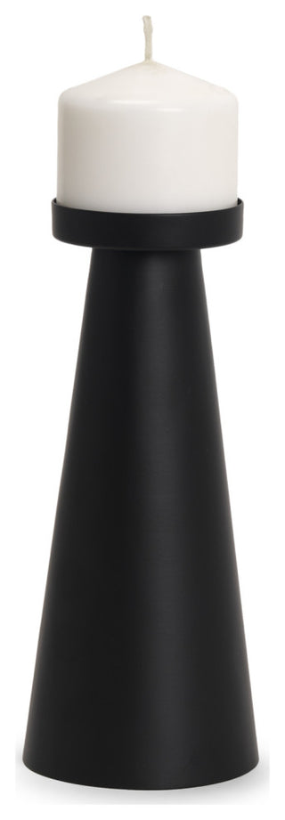 Quadir Tall Matte Black Metal Candle Holder