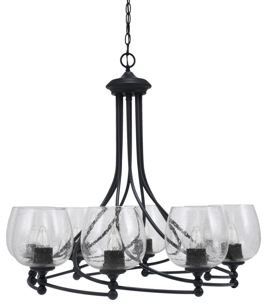 Capri 8-Light Chandelier, Matte Black/Clear Bubble