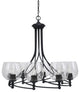 Capri 8-Light Chandelier, Matte Black/Clear Bubble