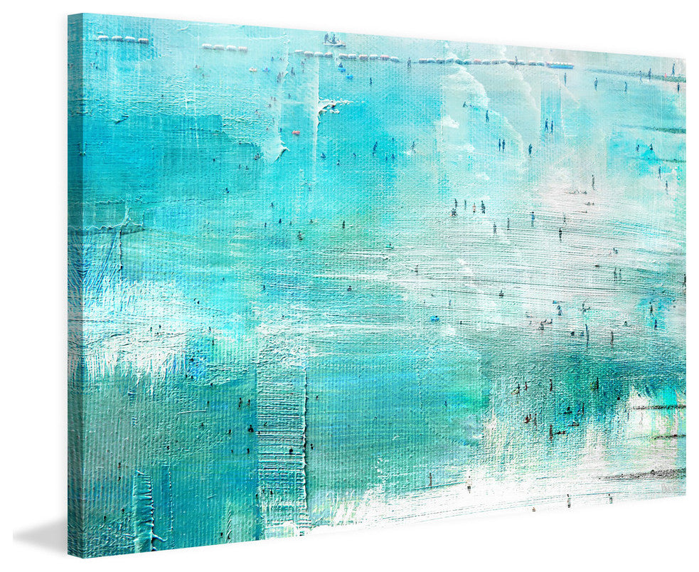 "Aqua Surf" Painting Print on Wrapped Canvas, 36"x24"