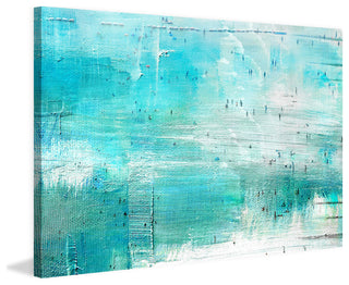 "Aqua Surf" Painting Print on Wrapped Canvas, 36"x24"