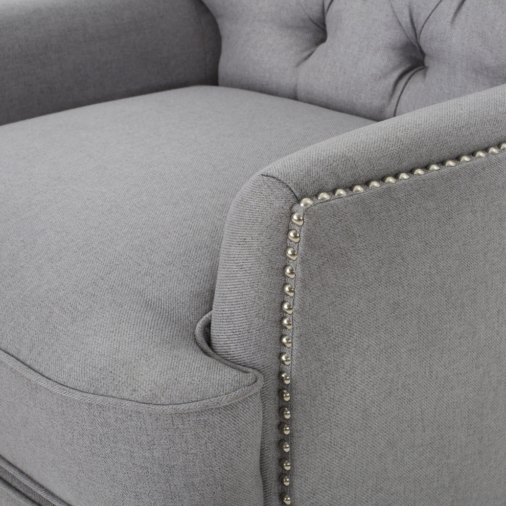 GDF Studio Palermo Tufted Fabric Power Recliner Chair, Light Gray