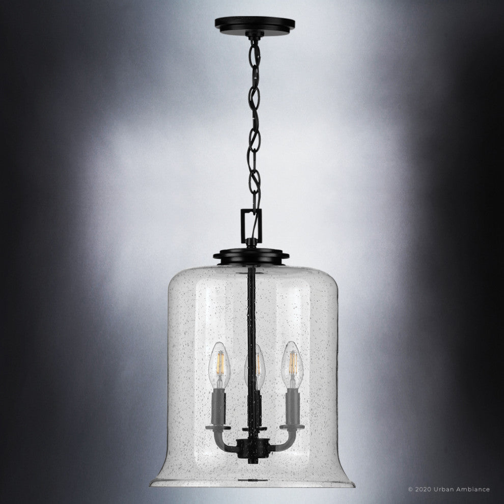 Luxury French Country Pendant Light, Midnight Black, UHP3821