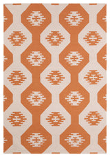 Lima Contemporary Area Rug, White and Orange, 3'x5'