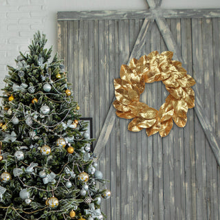 Gold Wreath Magnolia Leaf With Glitter 24" Front Door