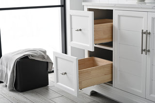 Vanity Art Bathroom Vanity With Sink & Top, White, 60", Engineered Marble