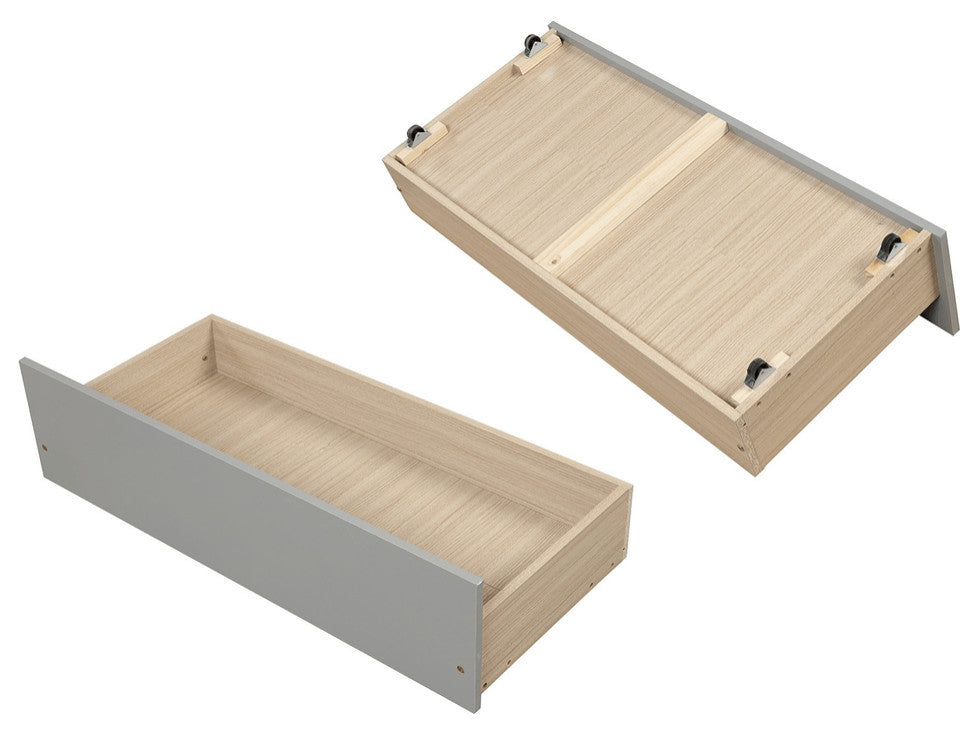 Gray Full Over Full Contemporary Bunk Bed With Stairs