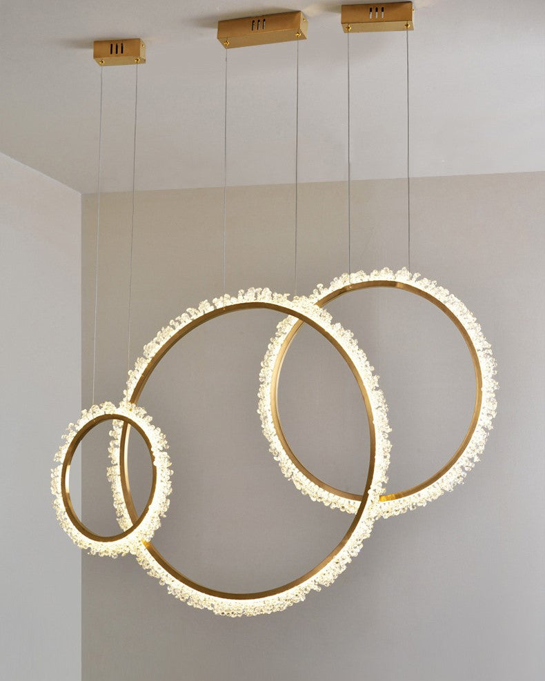 MIRODEMIÂ® Aarau | Crystal Pendant Light in the Shape of Rings, Dia15.7+23.6+31.5", Remote Dimming