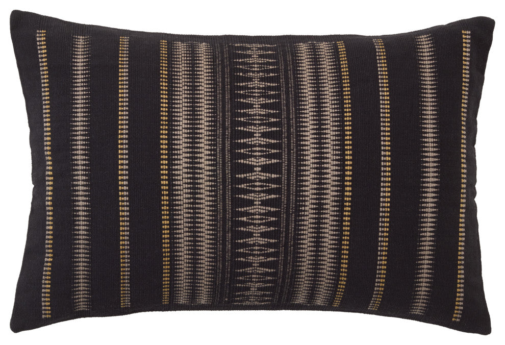 Jaipur Living Dzukou Tribal Black/Taupe Poly Fill Pillow 16"X24" Lumbar
