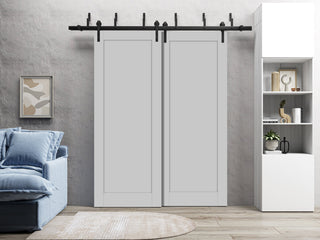 Sliding Closet Barn Bypass Doors 84 x 84 | Quadro 4111 Matte Grey |  8ft