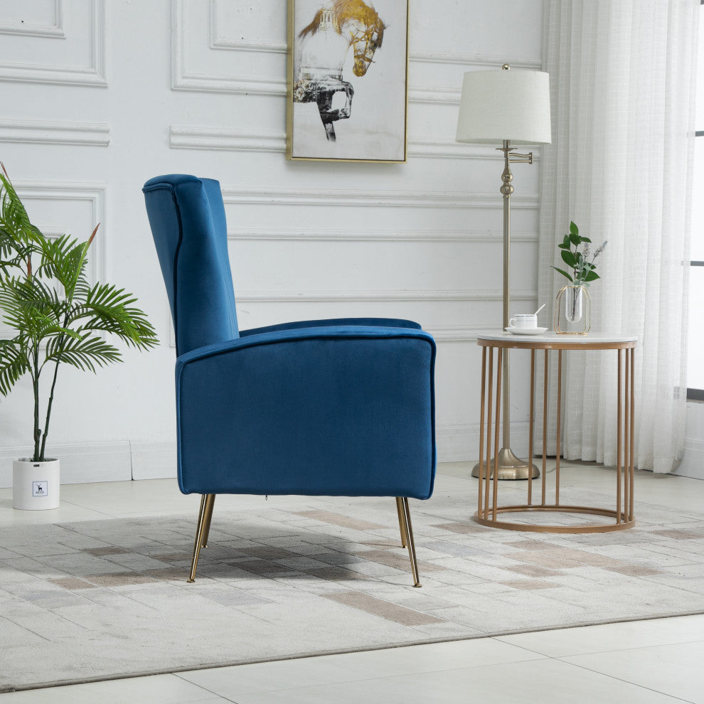 Cela Cream Velvet Upholstered Wingback Chair With Gold legs