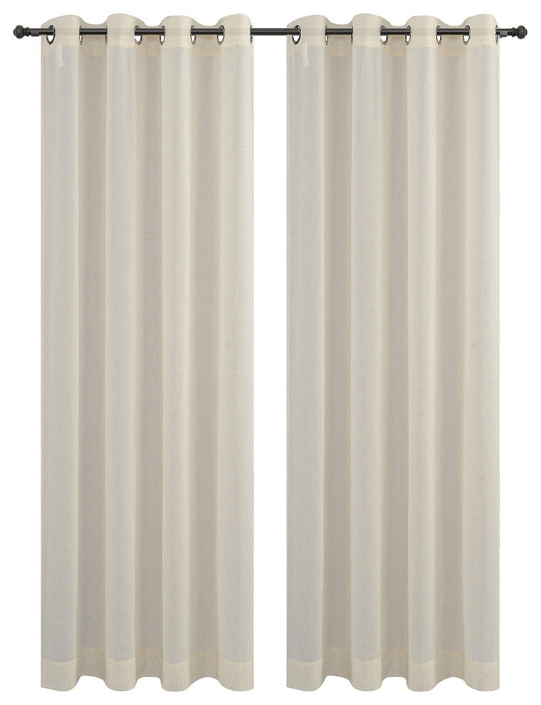 54"x96" Sahara, Set of 2, Linen Sheer Panels With Grommets, Eggshell