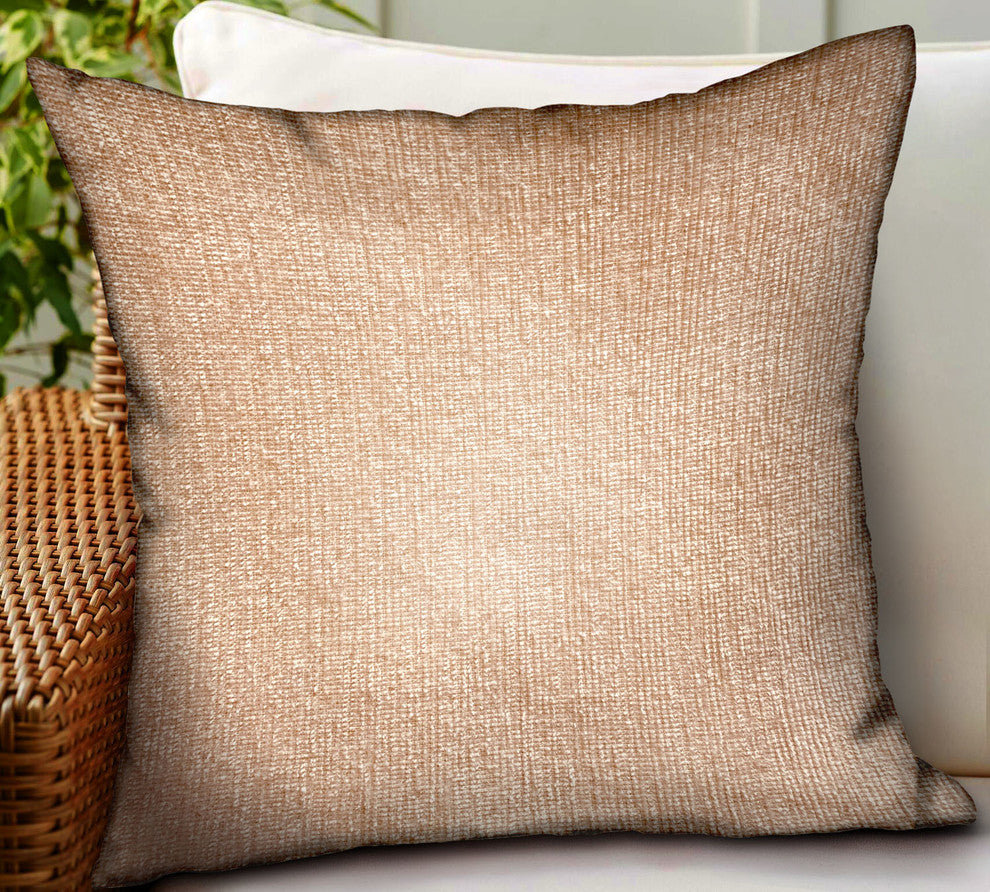 Plutus Lush Sepia Off White Solid Luxury Outdoor/Indoor Throw Pillow, 20"x20"