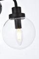 Helen 2-Light Bath Sconce, Black With Clear Shade