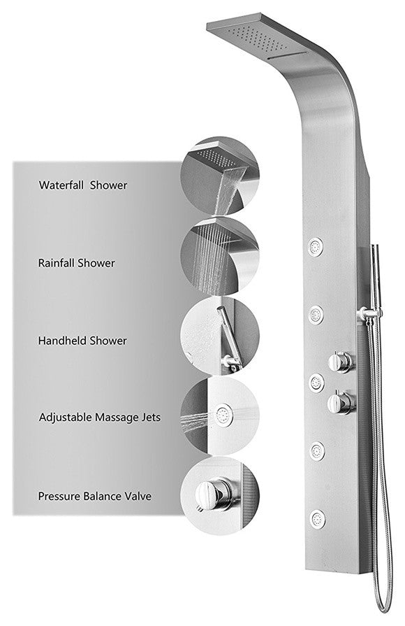 Talara 61" Stainless Steel Shower Panel System