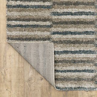 Alistair Multi Striped Teal/ Grey Indoor Area Rug, 6'7"x9'6"