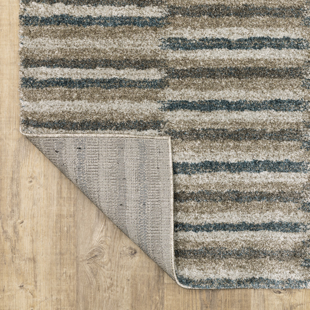 Alistair Multi Striped Teal/ Grey Indoor Area Rug, 6'7"x9'6"