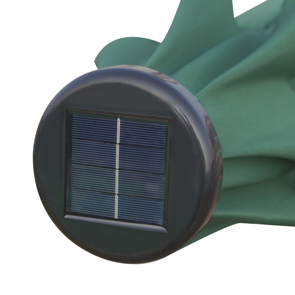 LeisureMod Sierra Modern 9' Market Patio Umbrella With Solar Powerd LED, Green