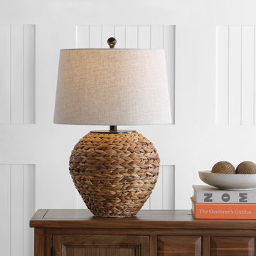 Alaro 24.5" Banana Leaf Basket LED Table Lamp, Natural