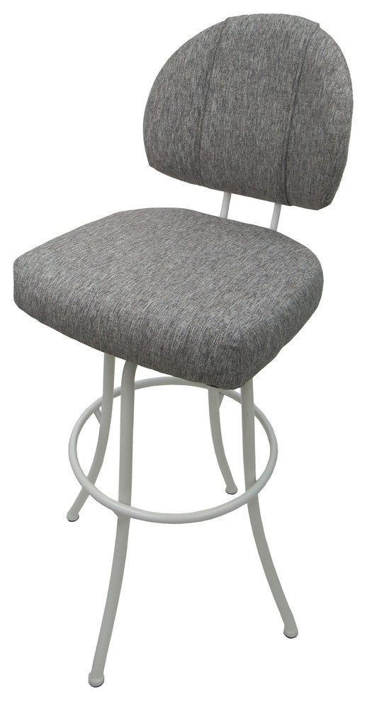 Swivel Bar Stool, Mojave Gray, White Metal Frame, 30"