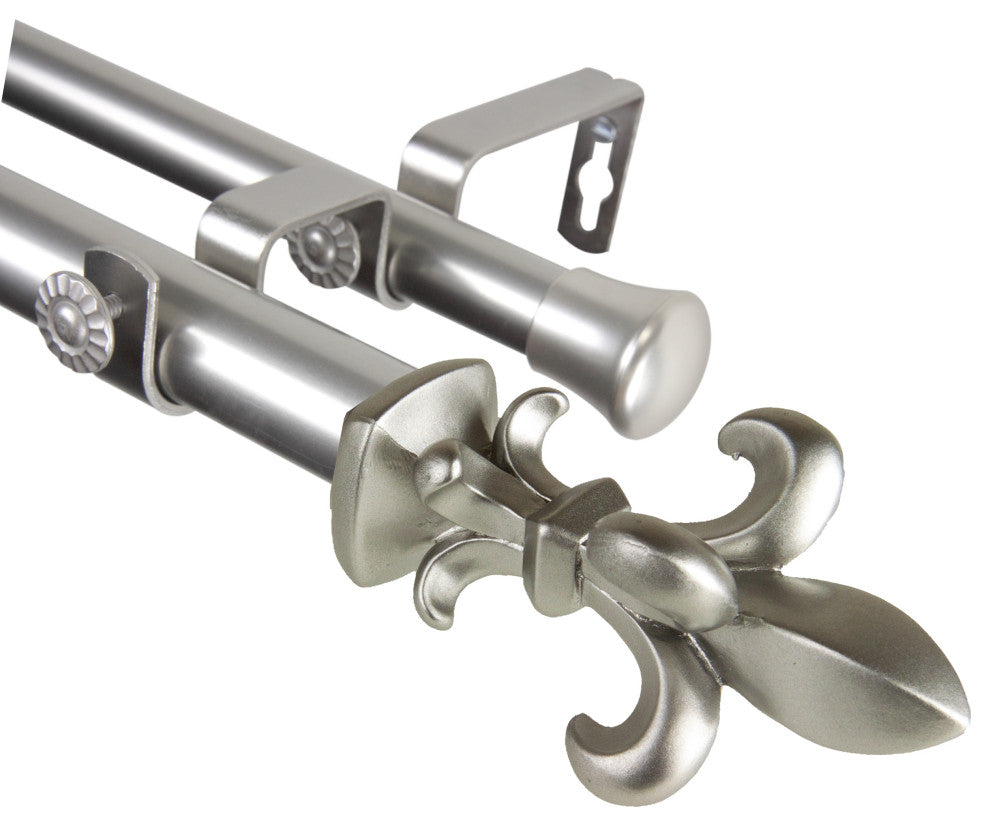 Silas 1" Diameter Double Curtain Rod, Satin Nickel, 48-84"