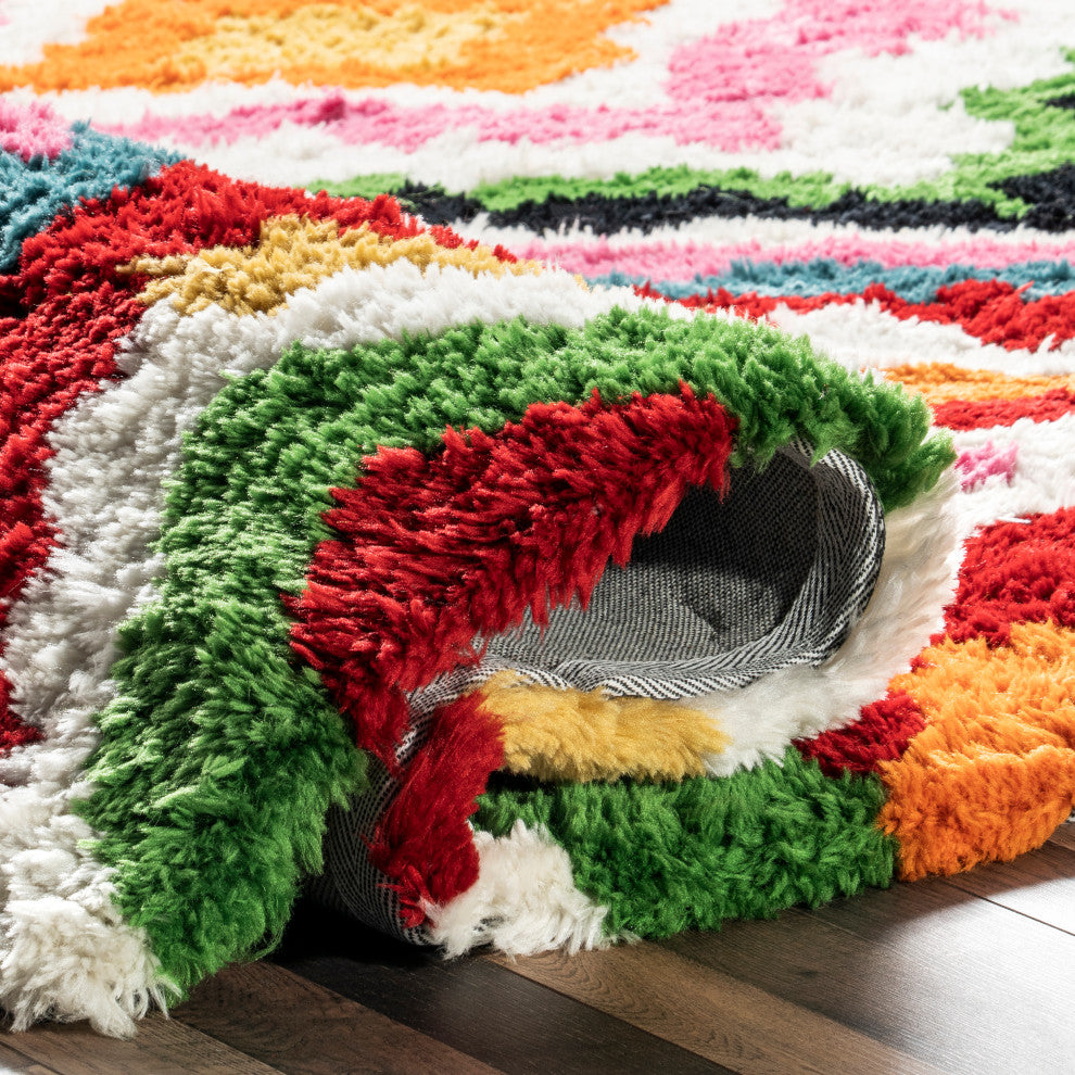 Nuloom Handmade Carnival Shag Area Rug, Multicolor 5'x8'