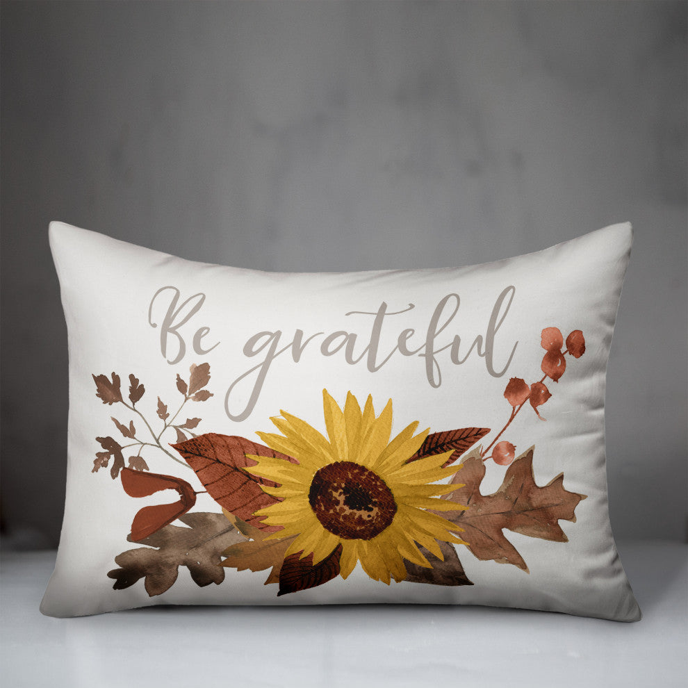 Be Grateful Fall Floral 14x20 Spun Poly Pillow
