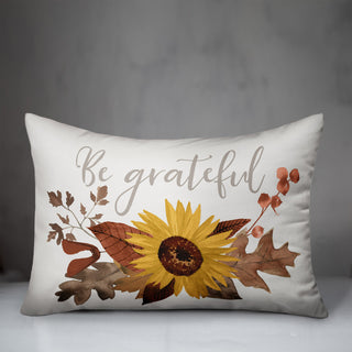 Be Grateful Fall Floral 14x20 Spun Poly Pillow