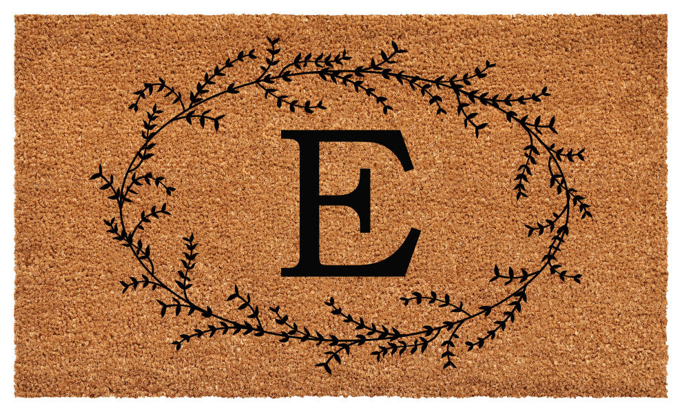 Calloway Mills Rustic Leaf Vine Monogrammed Doormat, 30"x48", Letter E