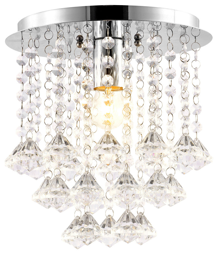 Lillibet 9.88" 1-Light Transitional Iron LED Semi Flush Mount, Chrome/Clear