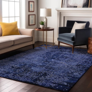 Premium Machine Washable Mayfield AMF559 Navy 10' x 14' Rug