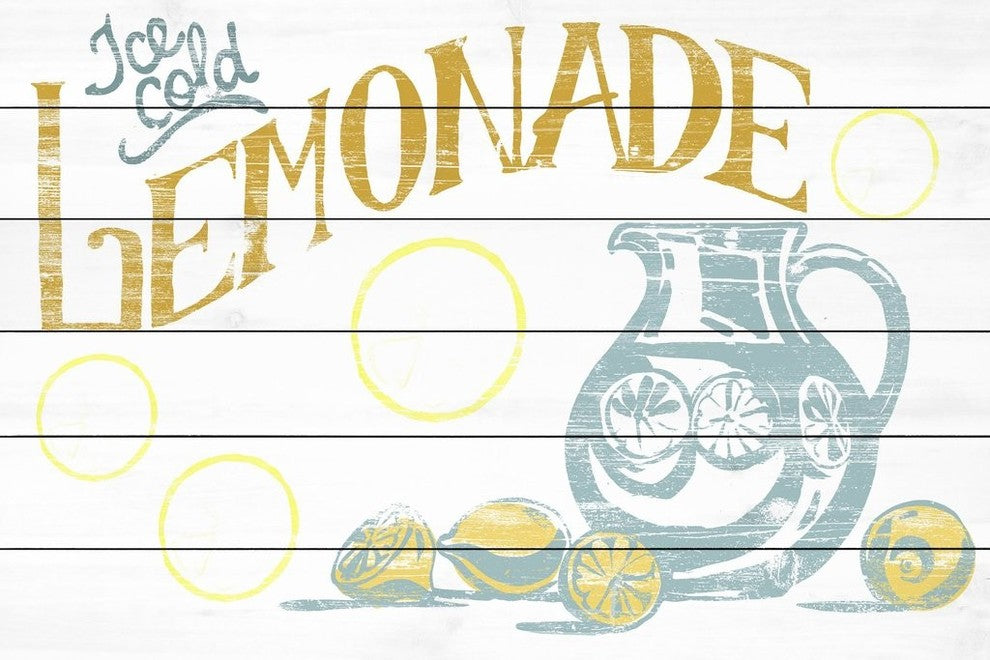 "Ice Cold Lemonade II" Painting Print on White Wood, 24"x16"